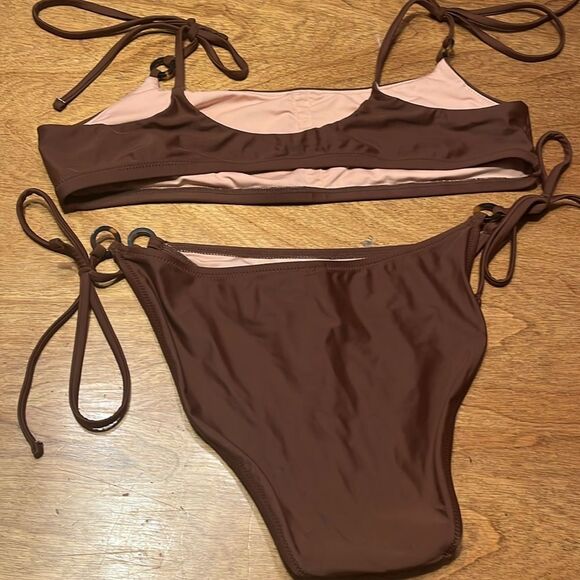 J. Crew Brown Triangle Bikini with Adjustable Ties - Picture 4 of 7